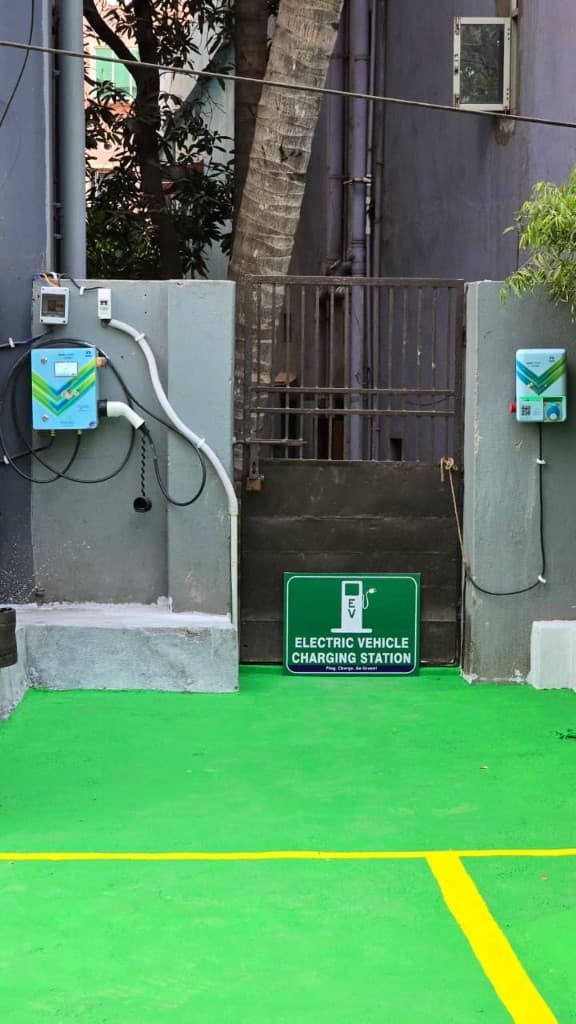 Electric vehicle charging station with Tata Power chargers in India